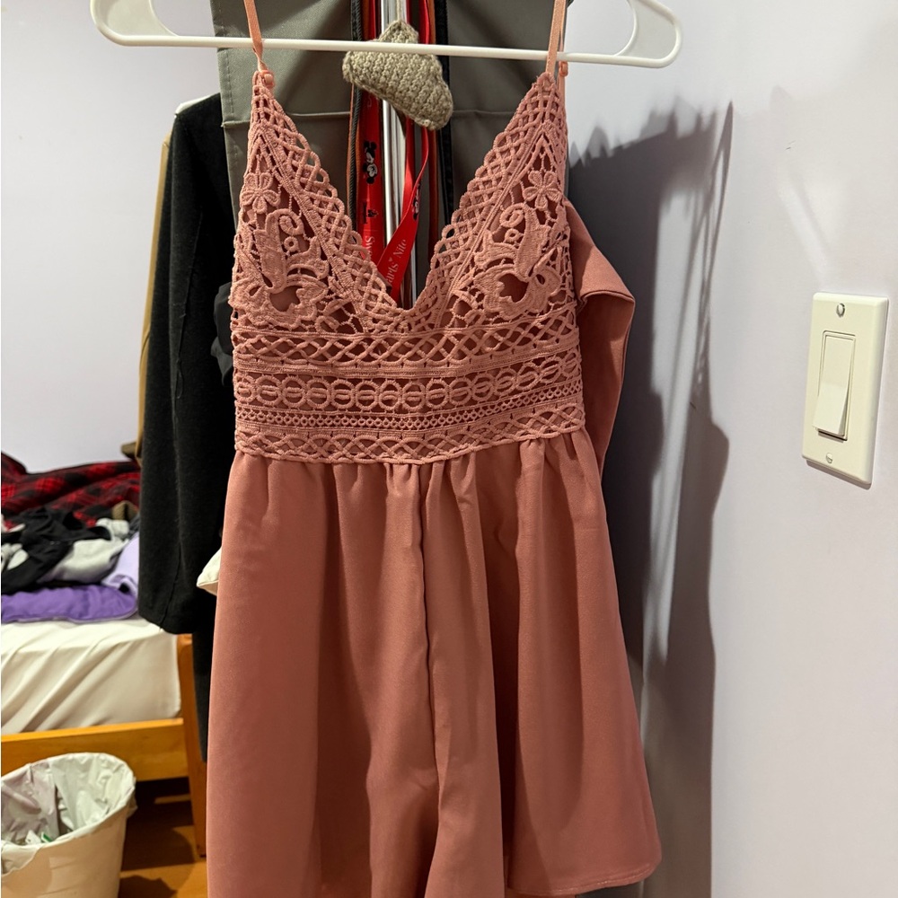 Pink Lace V-Neck Romper
